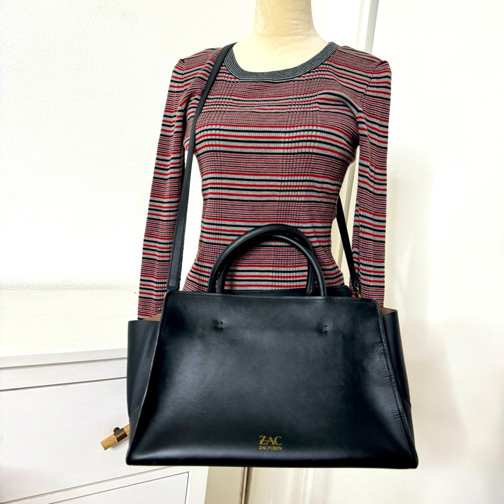 ZAC Zac Posen Leather Medium Black Satchel Bag